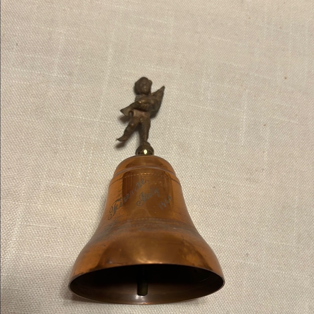 Vintage Brass Bell with Angel Topper